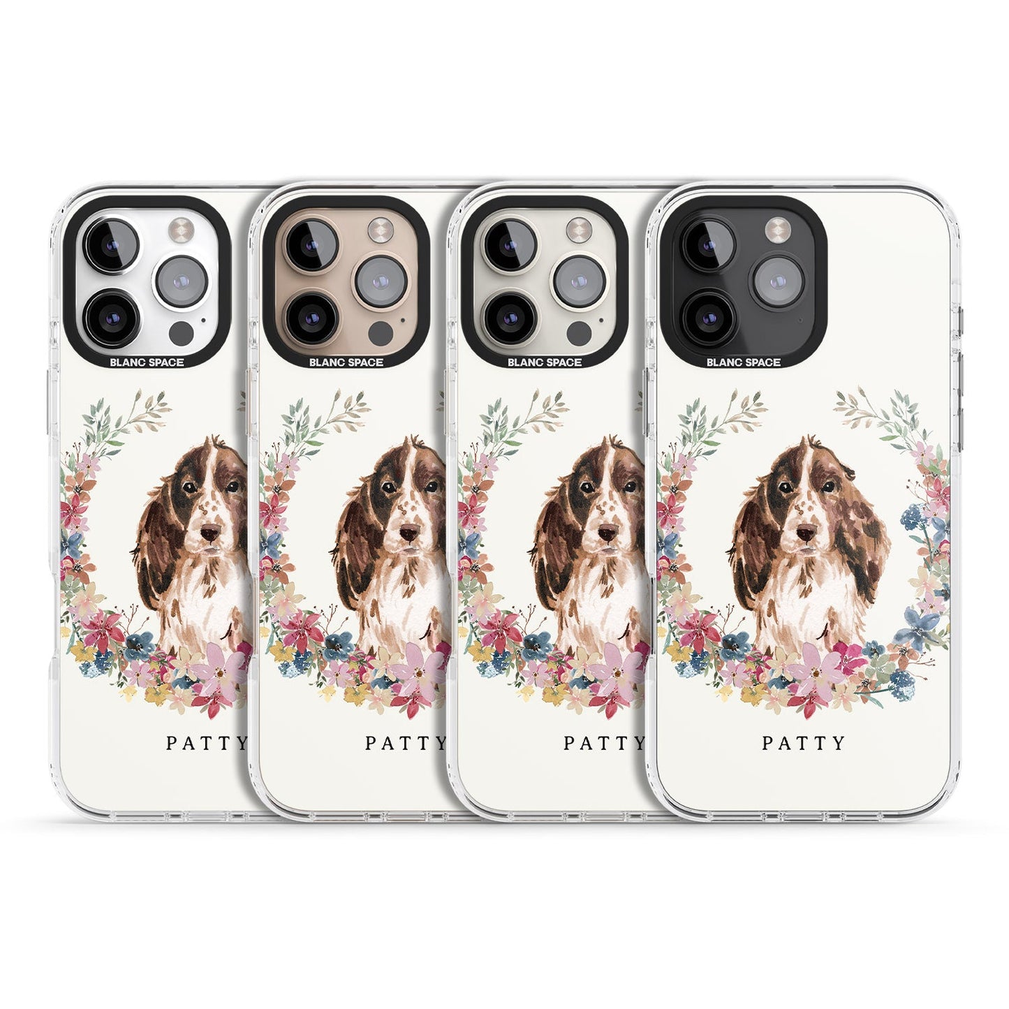 Personalised Cocker Spaniel Floral Portrait
