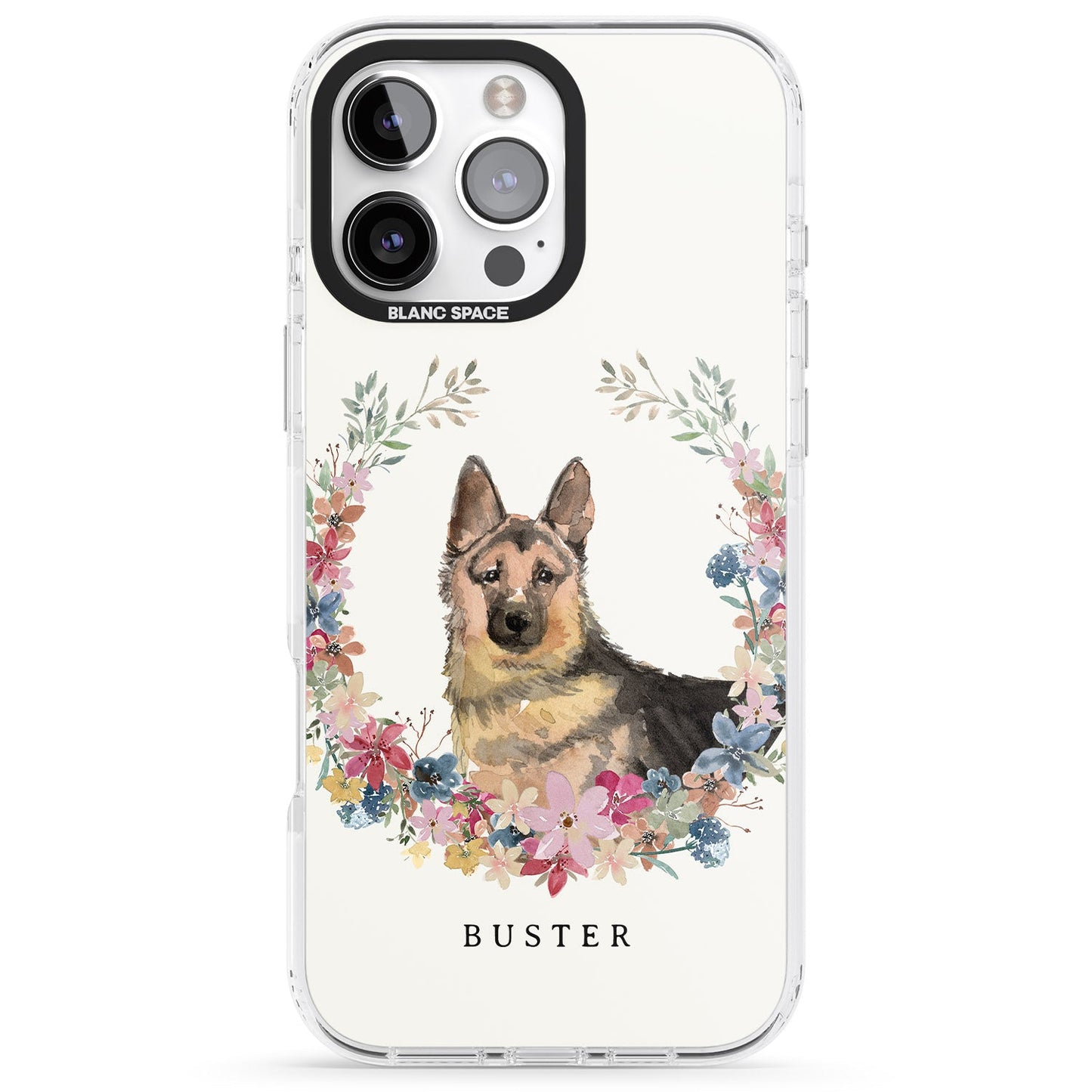 Personalised German Shepherd Floral Portrait