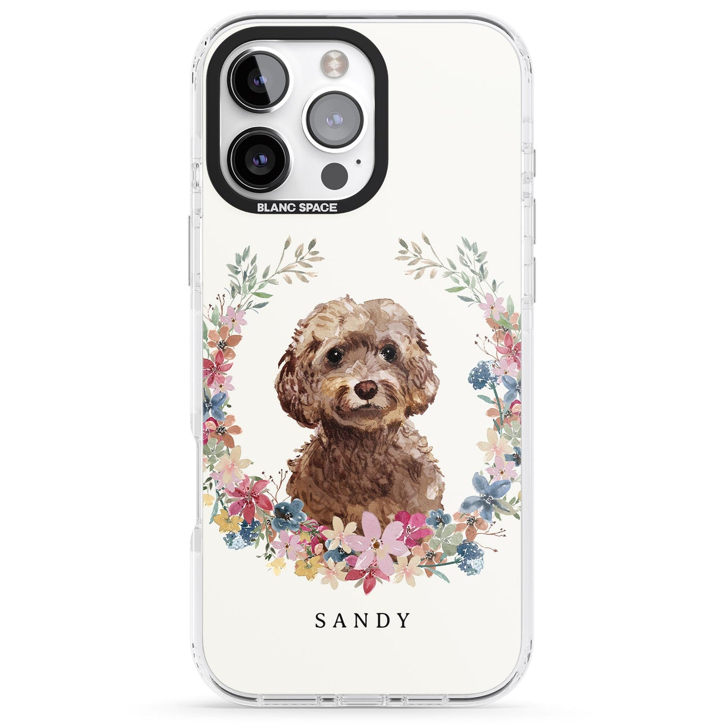 Personalised Brown Cockapoo Floral Portrait