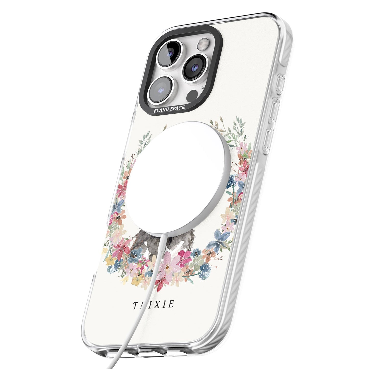 Personalised Watercolor Schnauzer Floral Portrait