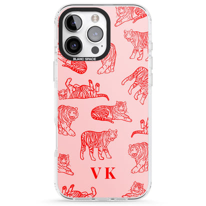 Personalised Red Tiger Outlines On Pink