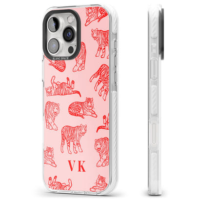 Personalised Red Tiger Outlines On Pink