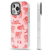 Personalised Red Tiger Outlines On Pink