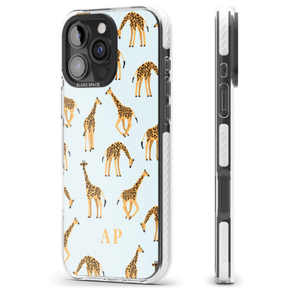 Personalisiertes Safari-Giraffenmuster auf Blau