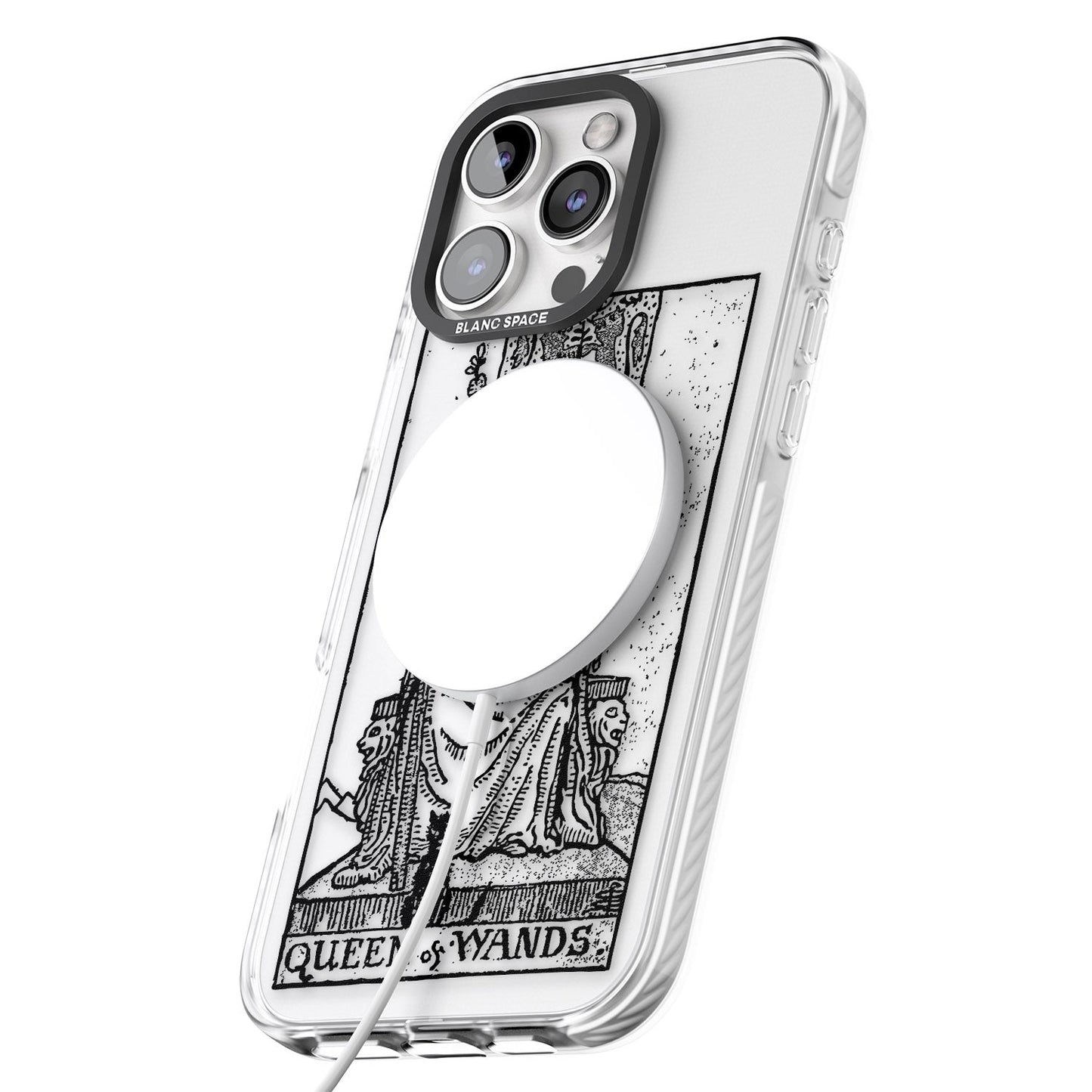 Personalisierte Tarotkarte „Königin der Stäbe“ (transparent)