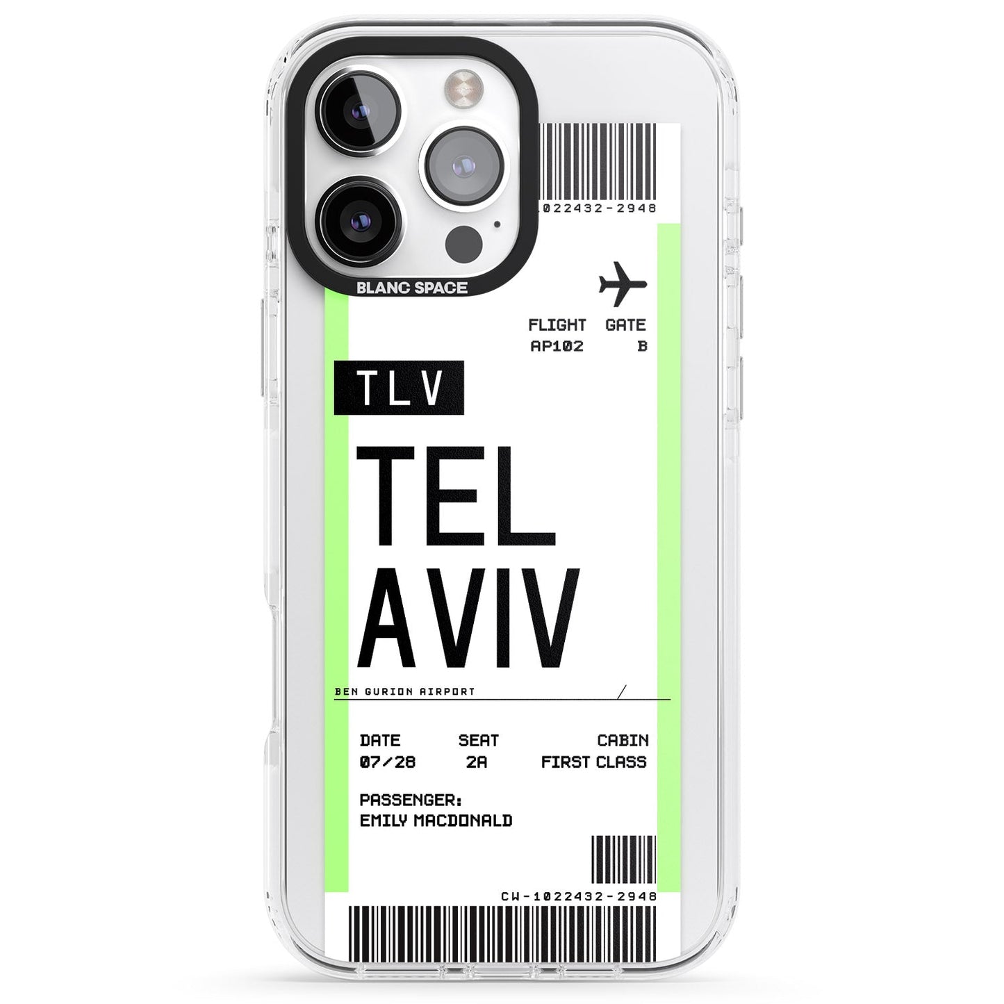 Personalisierte Bordkarte für Tel Aviv