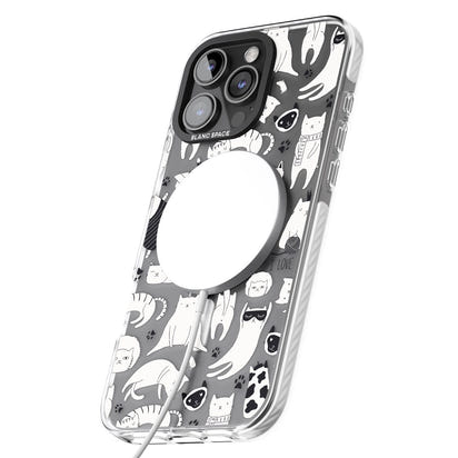 Cartoon Cat Collage Black & White