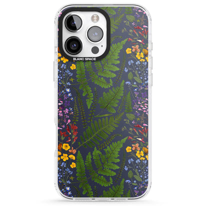 Busy Floral And Fern Design Navy