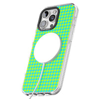 Neon Lime & Turquoise Houndstooth
