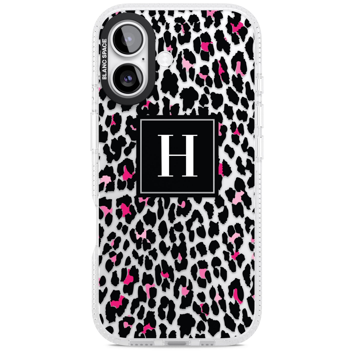 Personalised Clear Pink Leopard Monogram