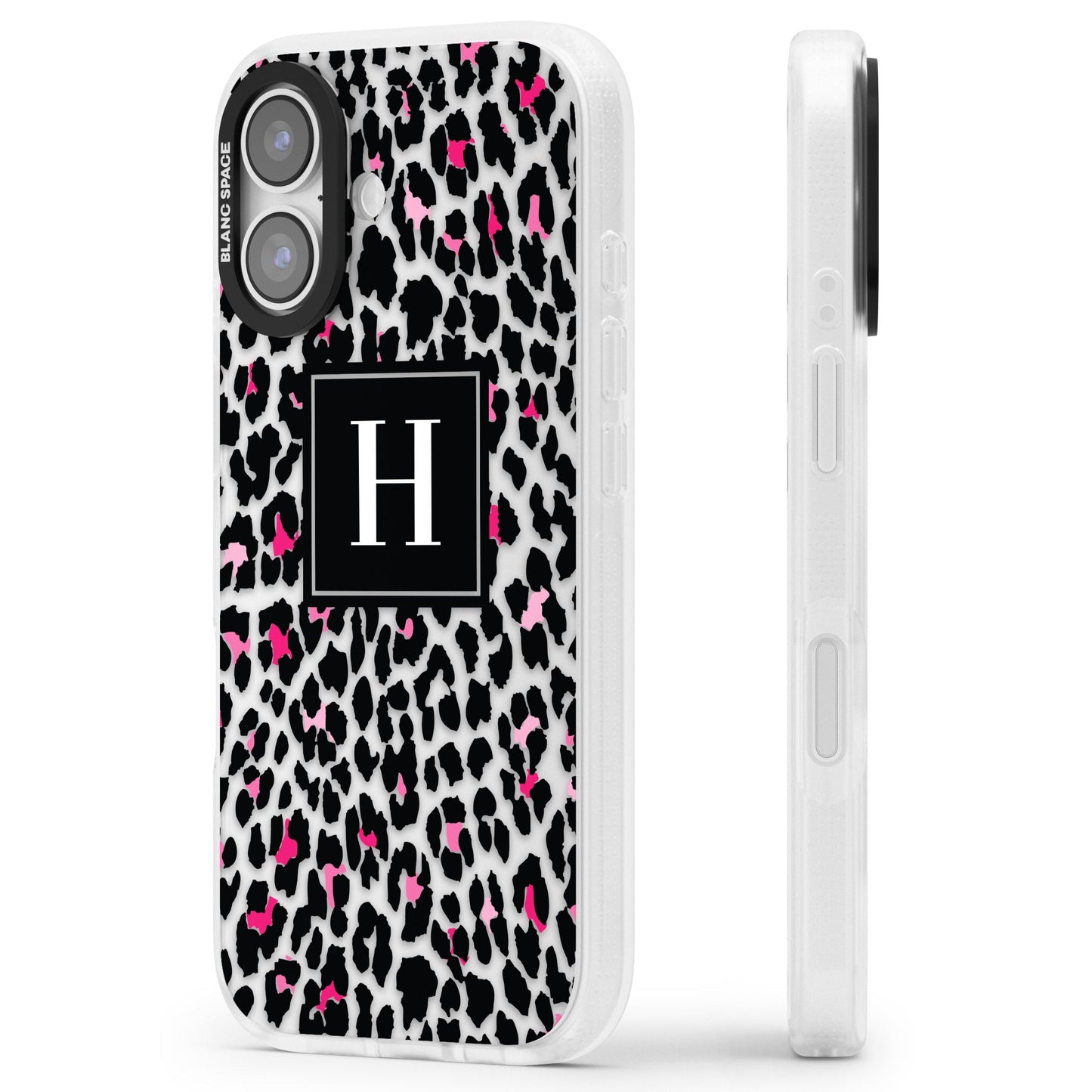 Personalised Clear Pink Leopard Monogram