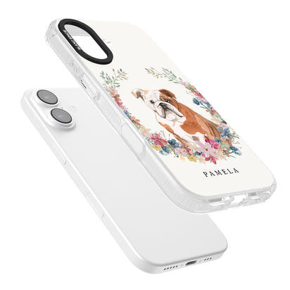 Personalised English Bulldog Floral Portrait