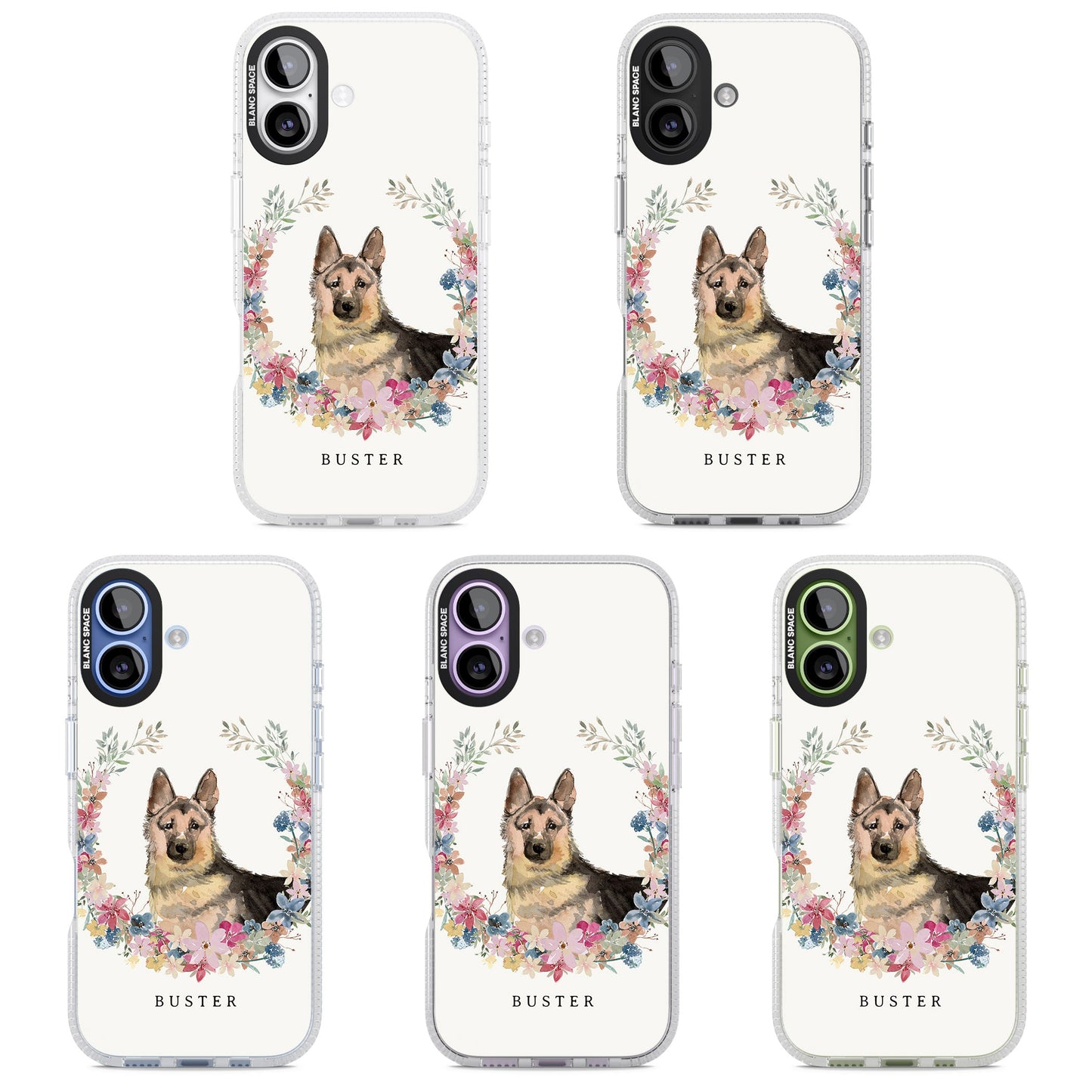 Personalised German Shepherd Floral Portrait