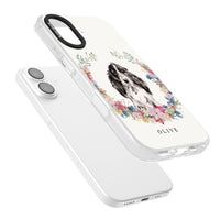 Personalisiertes Blumenporträt eines schwarzen Cocker Spaniels