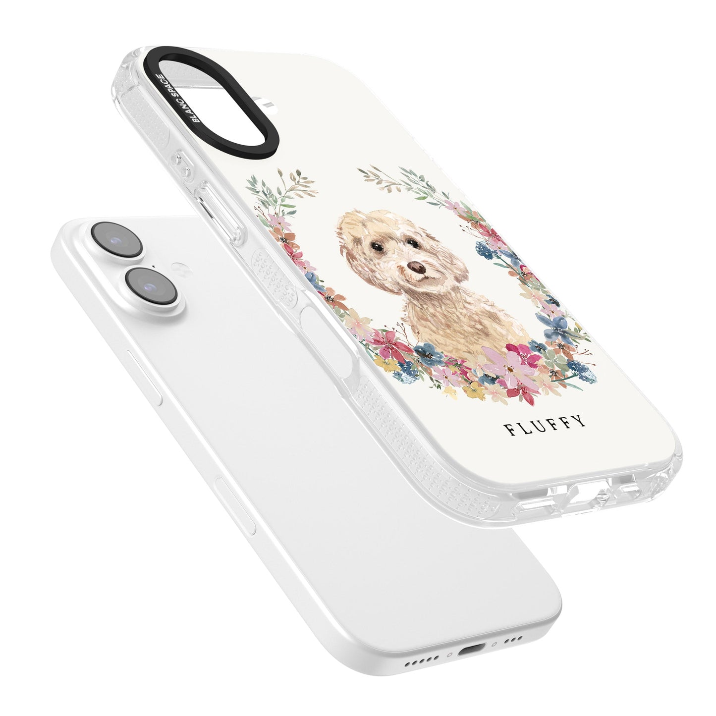 Personalised Champagne Cockapoo Floral Portrait