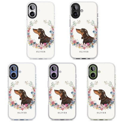 Personalised Black & Tan Dachshund Floral Portrait