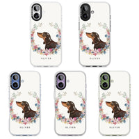 Personalised Black & Tan Dachshund Floral Portrait