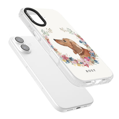 Personalised Tan Dachshund Floral Portrait