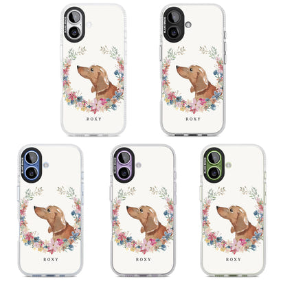 Personalised Tan Dachshund Floral Portrait