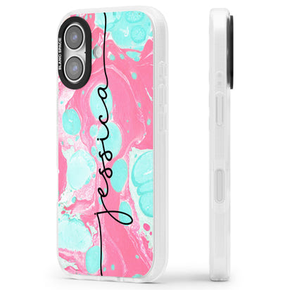 Personalised Turquoise & Pink Marbled