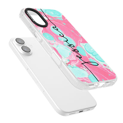 Personalised Turquoise & Pink Marbled