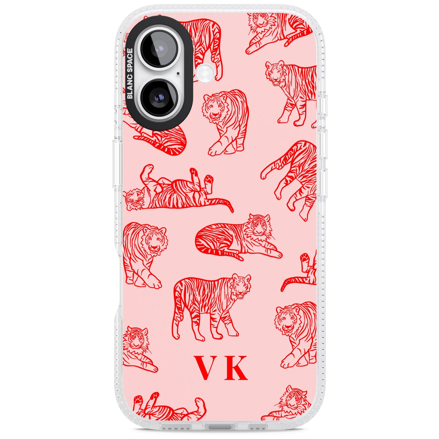 Personalised Red Tiger Outlines On Pink