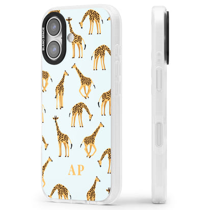 Personalisiertes Safari-Giraffenmuster auf Blau