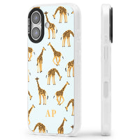 Personalisiertes Safari-Giraffenmuster auf Blau