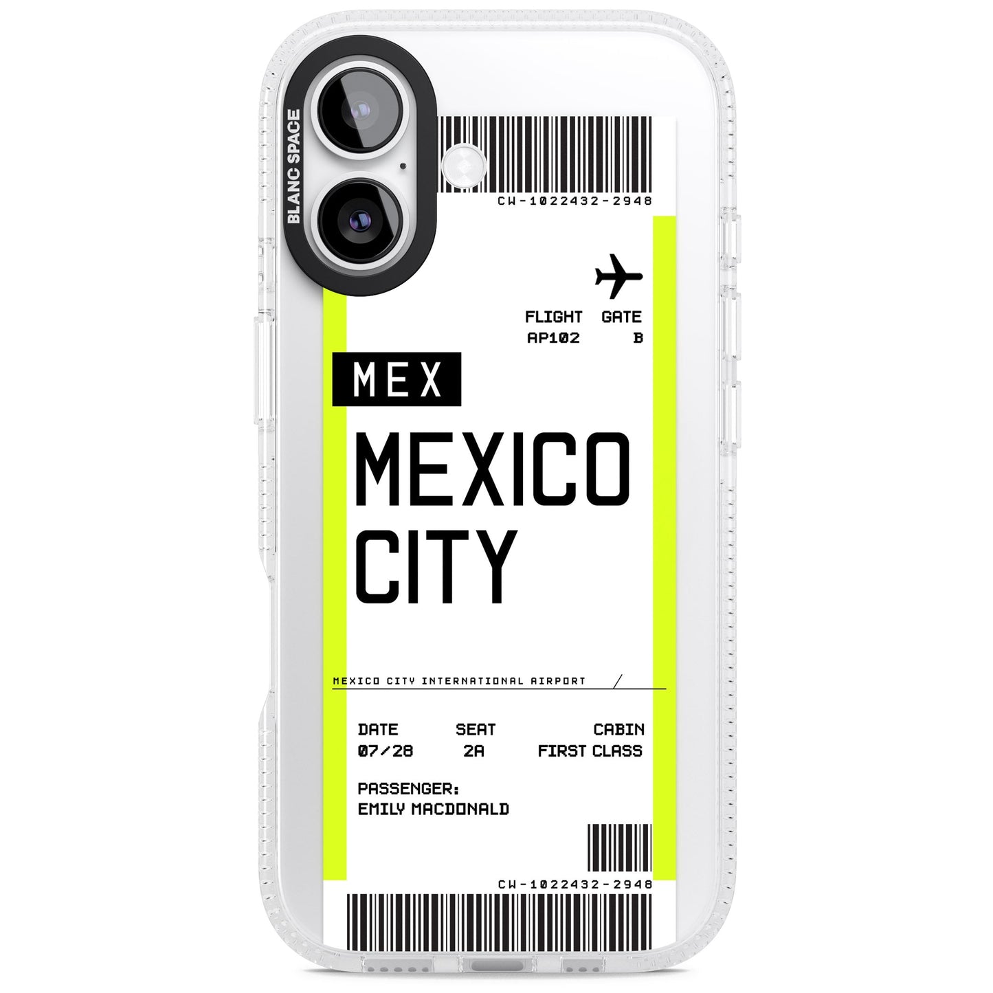 Carte d'embarquement personnalisée pour Mexico
