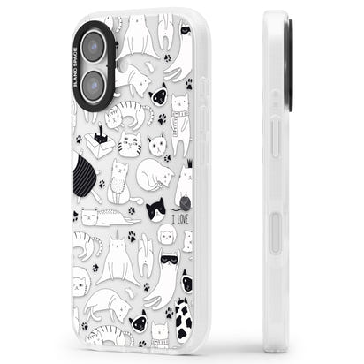 Cartoon Cat Collage Black & White