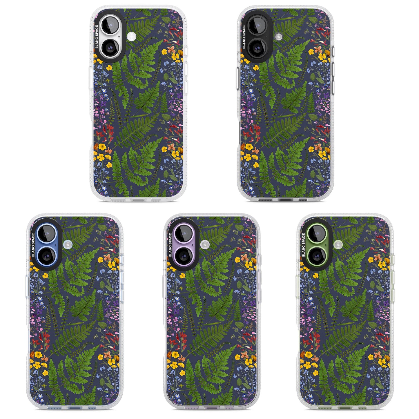 Busy Floral And Fern Design Navy