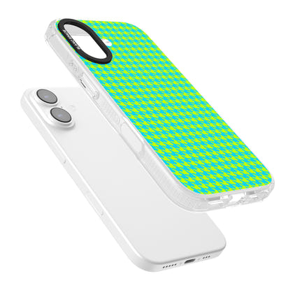Neon Lime & Turquoise Houndstooth