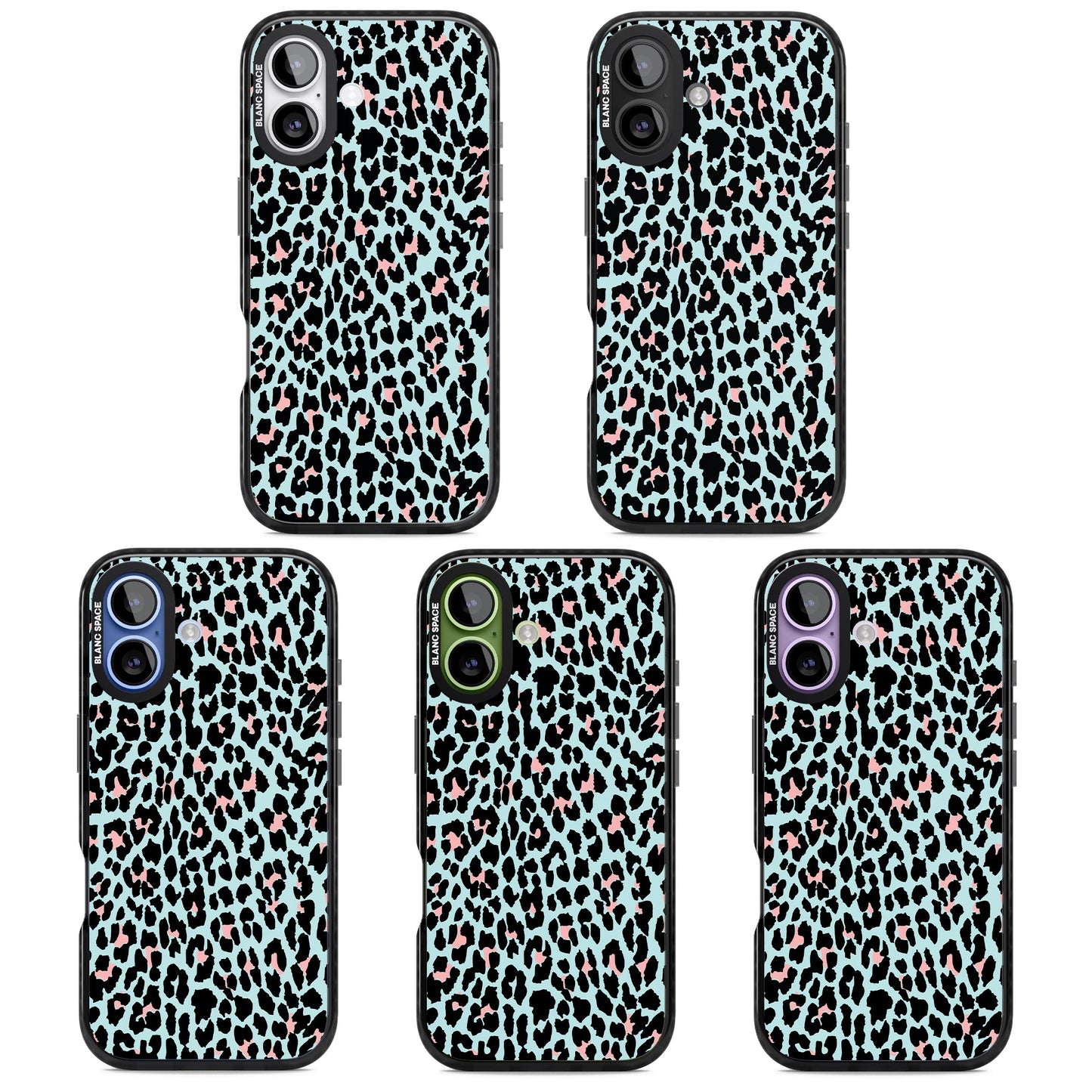 Leopardenmuster in Pastellblau und Rosa