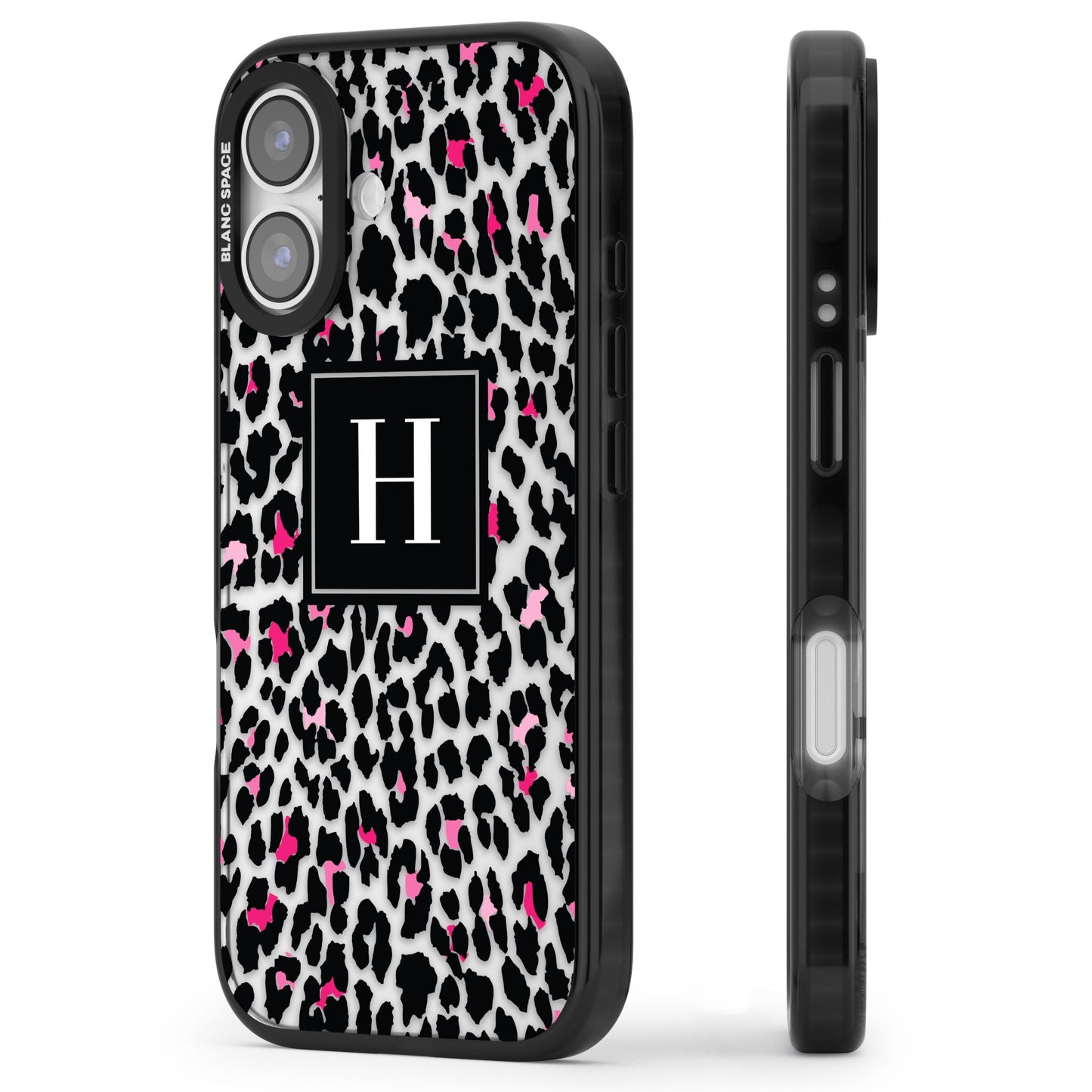 Personalised Clear Pink Leopard Monogram