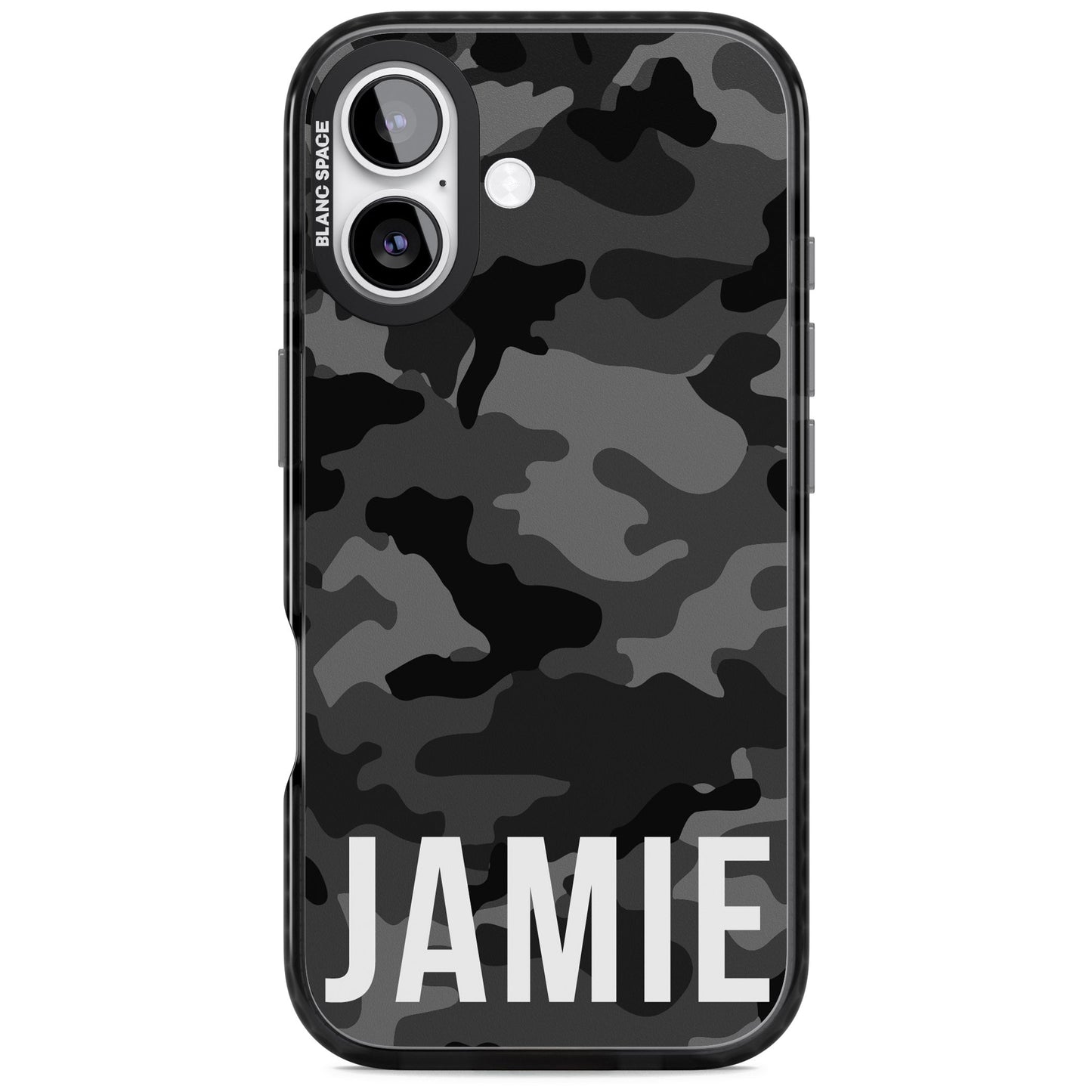 Personalisierter Name im schwarzen Camouflage-Muster (horizontal)
