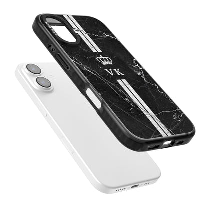 Personalised Black Marble Stripe Initials