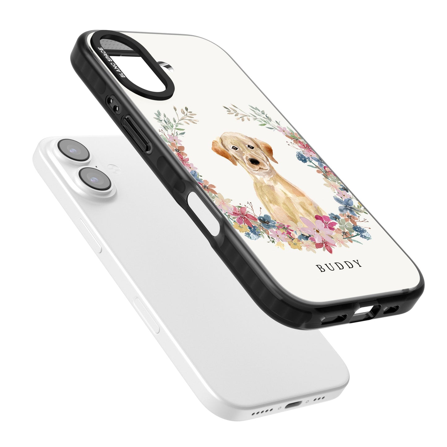 Portrait floral personnalisé d'un Labrador Retriever jaune