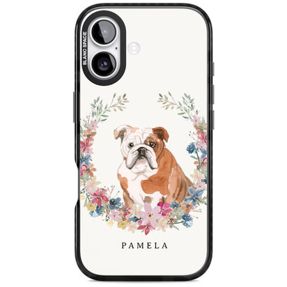 Personalised English Bulldog Floral Portrait