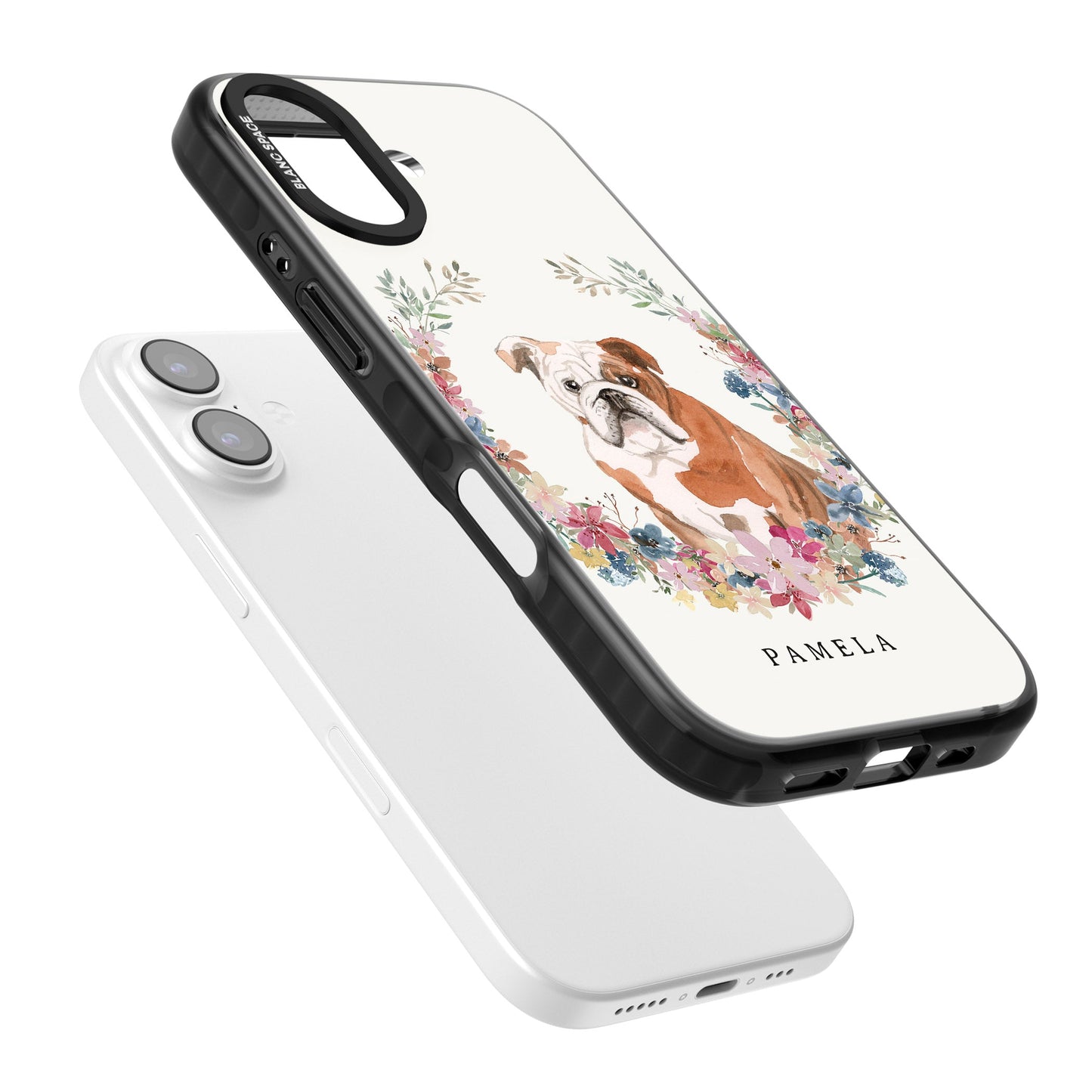 Personalised English Bulldog Floral Portrait