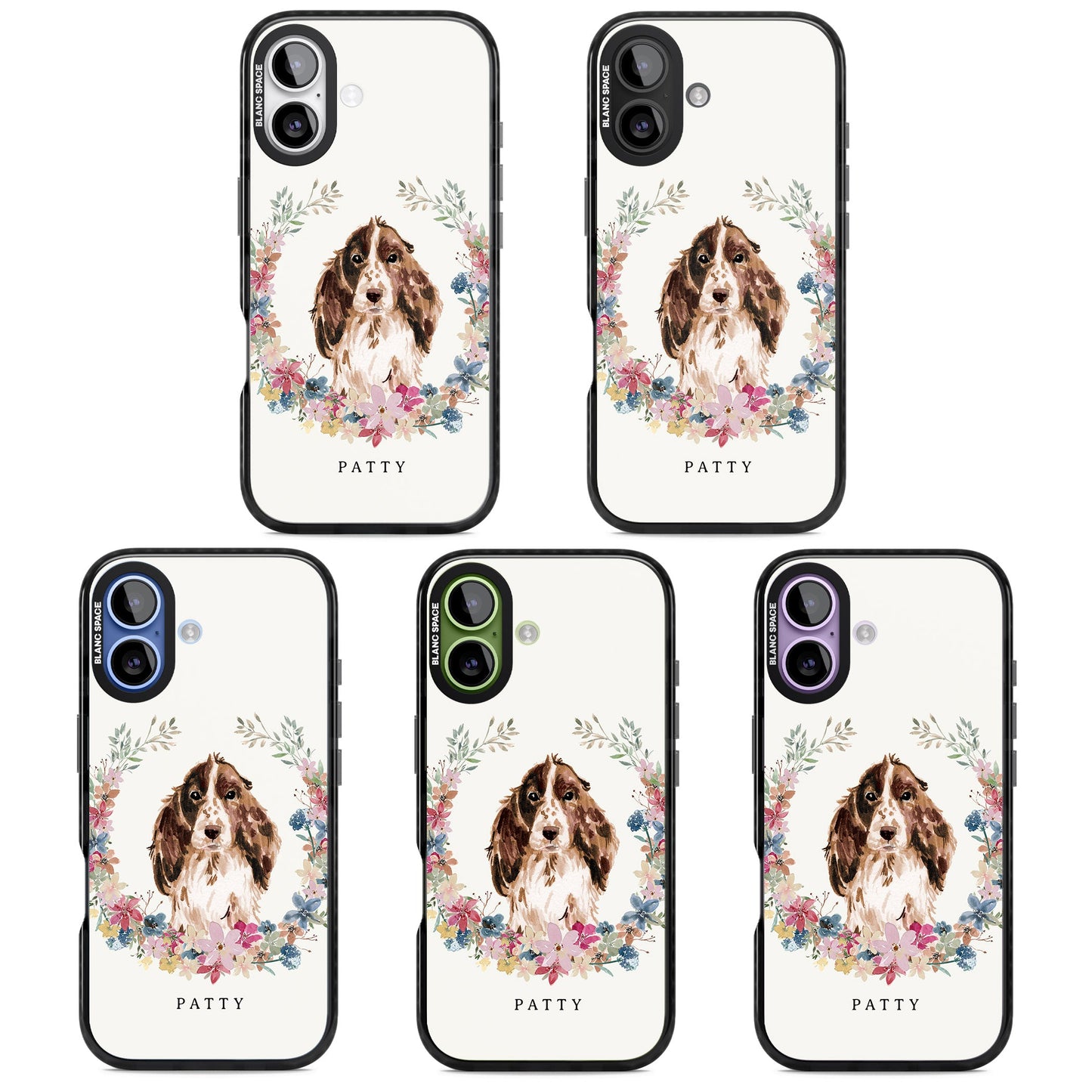 Personalised Cocker Spaniel Floral Portrait