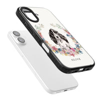 Personalisiertes Blumenporträt eines schwarzen Cocker Spaniels