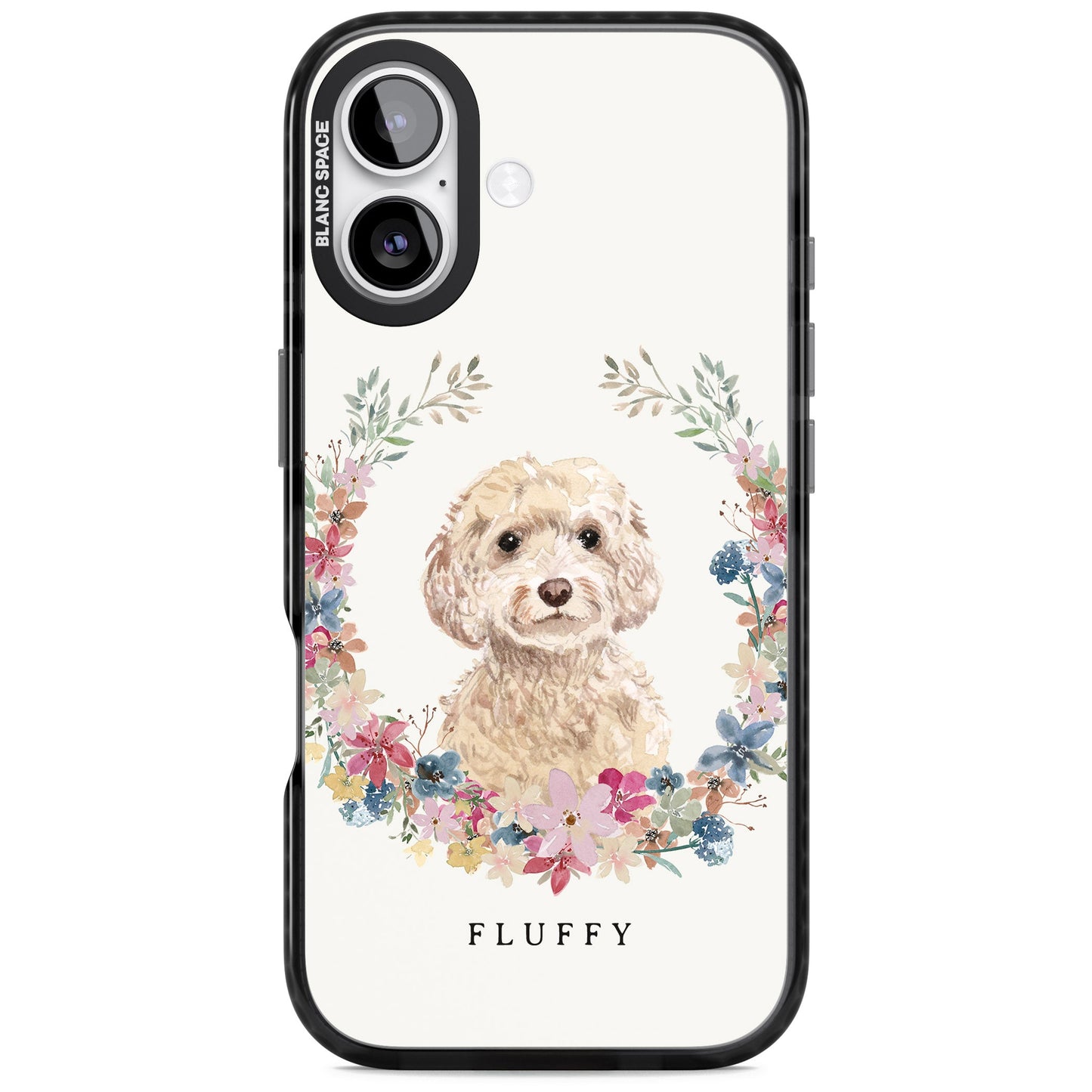 Personalised Champagne Cockapoo Floral Portrait