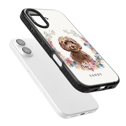 Personalised Brown Cockapoo Floral Portrait