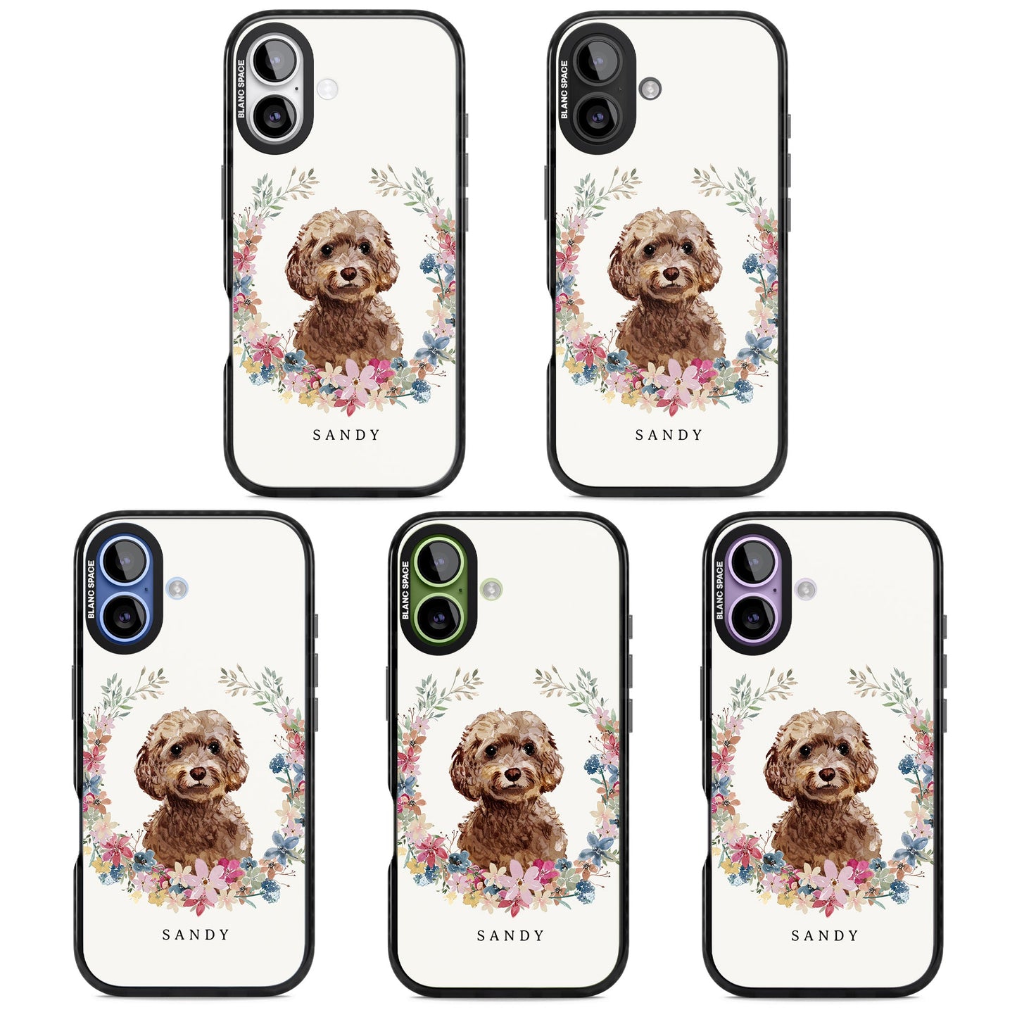 Personalised Brown Cockapoo Floral Portrait