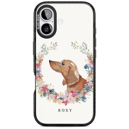 Personalised Tan Dachshund Floral Portrait