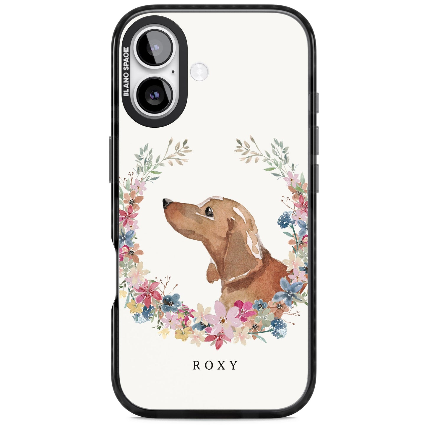 Personalised Tan Dachshund Floral Portrait
