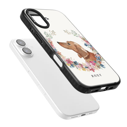 Personalised Tan Dachshund Floral Portrait