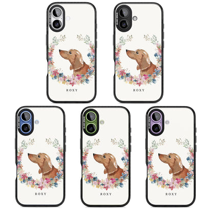 Personalised Tan Dachshund Floral Portrait