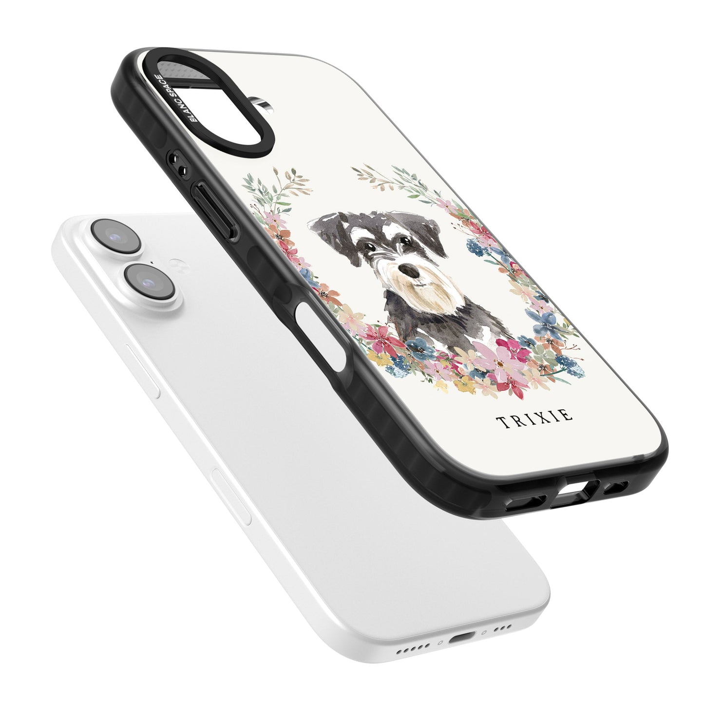 Personalised Watercolor Schnauzer Floral Portrait