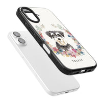 Personalised Watercolor Schnauzer Floral Portrait